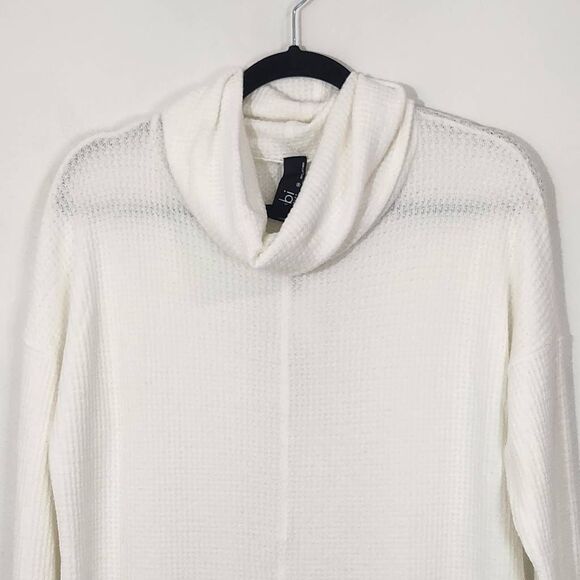 Bobi White Cowl Neck Waffle Knit Top NWT Medium Revolve Thermal Knit Comfy Top - Picture 2 of 12